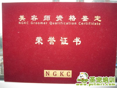中國(guó)NGKC寵物協(xié)會(huì)認(rèn)證證書(shū)